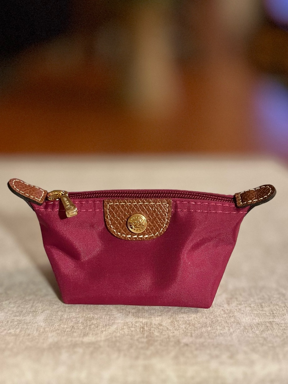 Longchamp Le Pilage Mini Plum Coin Purse Catch-All Pouch